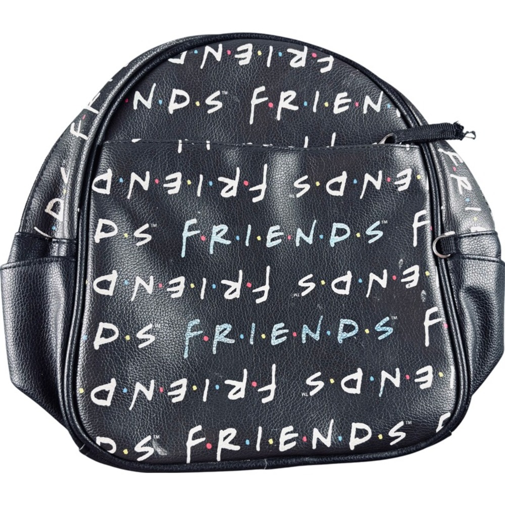 Friends TV Show Small Backpack Black Faux Leather Colorful Logo Print - Picture 1 of 6